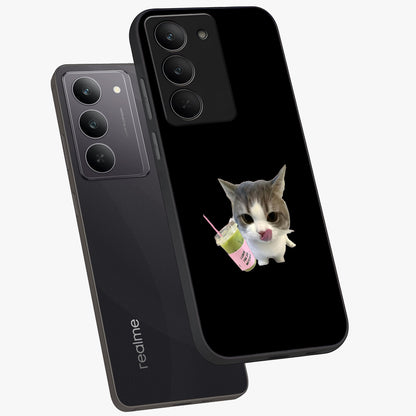 Matcha Cat Style Glass Case displayed in angled mockup highlighting playful feline design with pastel matcha aesthetic.
