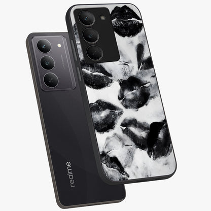 Midnight Kiss Marks Glass Case displayed in angled mockup highlighting playful romantic design with bold midnight aesthetic.