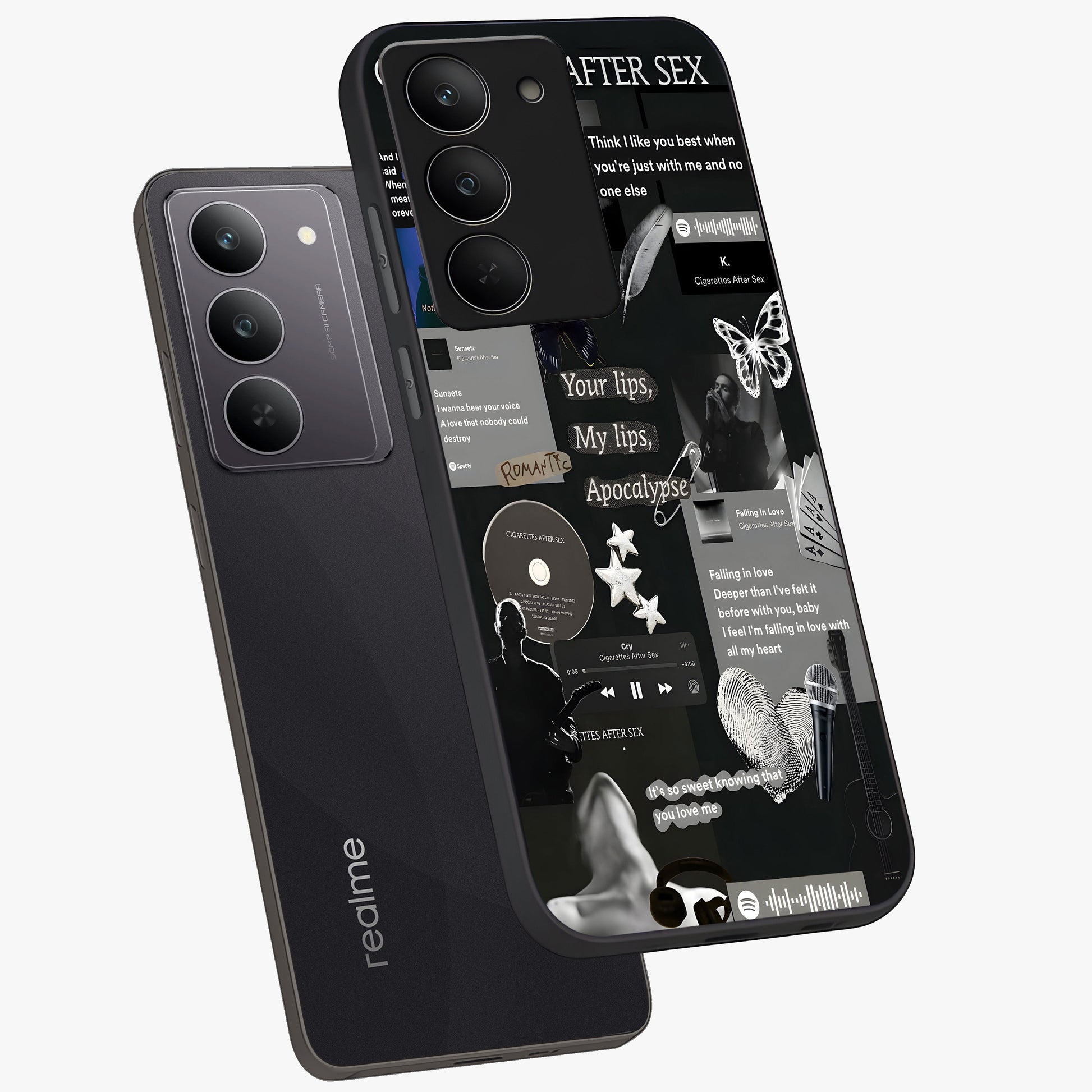 Midnight Love Echo Glass Case displayed in angled mockup highlighting elegant love inspired design with deep aesthetic style.