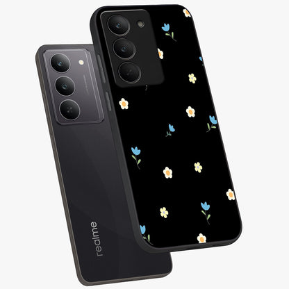 Minimal Petal Whispers Glass Case displayed in angled mockup highlighting delicate petal design with clean minimal aesthetic.