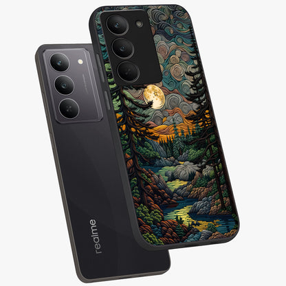 Moonlight Forest Dream Glass Case displayed in angled mockup highlighting dreamy forest design with glowing moon aesthetic.