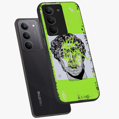 Neo Graffiti Rebellion Glass Case displayed in angled mockup highlighting urban street art design with rebellious aesthetic.