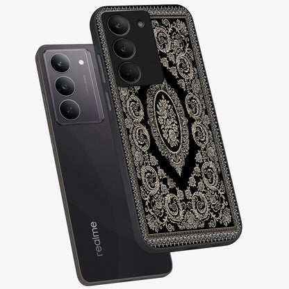 Noir Bloom Elegance Glass Case displayed in angled mockup highlighting refined flower design with stylish noir aesthetic.
