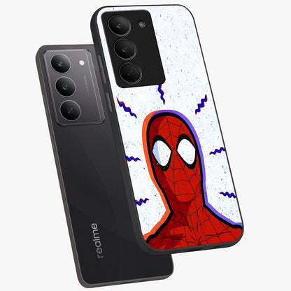 Omg Spiderman Glass Case displayed in angled mockup highlighting dynamic hero illustration with action comic aesthetic.