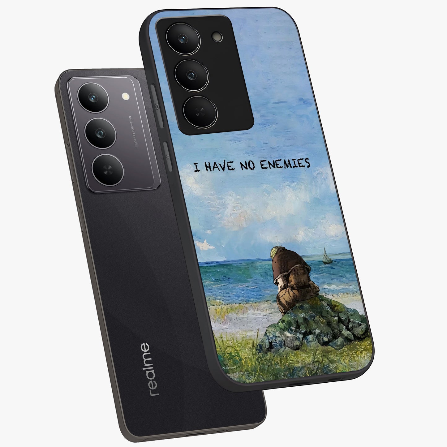 Peace Beyond War Glass Case displayed in angled mockup highlighting meaningful message design with artistic aesthetic style.