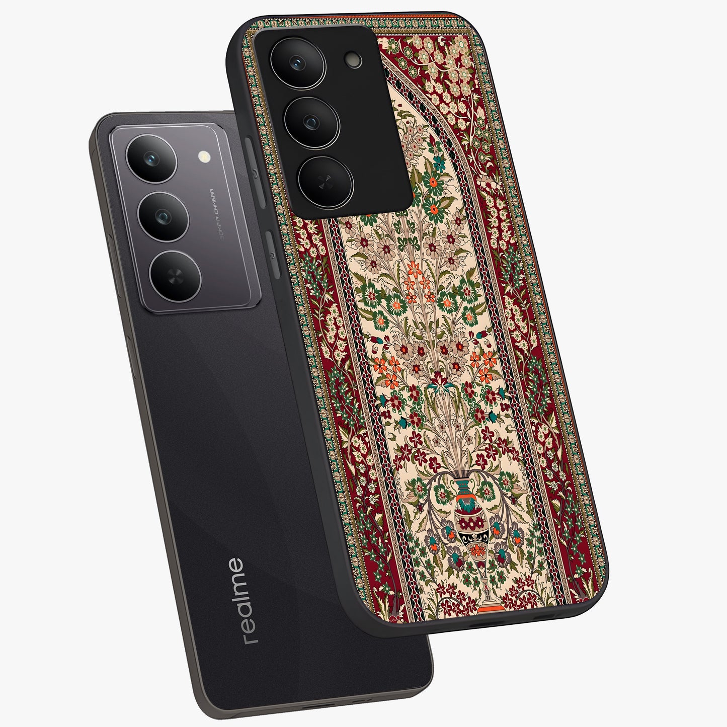 Persian Inspired Glass Case displayed in angled mockup highlighting intricate traditional design with elegant cultural aesthetic.