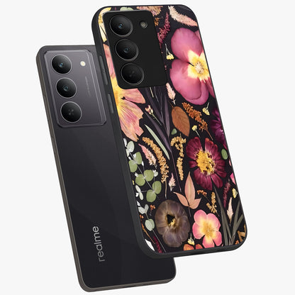Petal Dream Tapestry Glass Case displayed in angled mockup highlighting decorative petal pattern with elegant botanical aesthetic.
