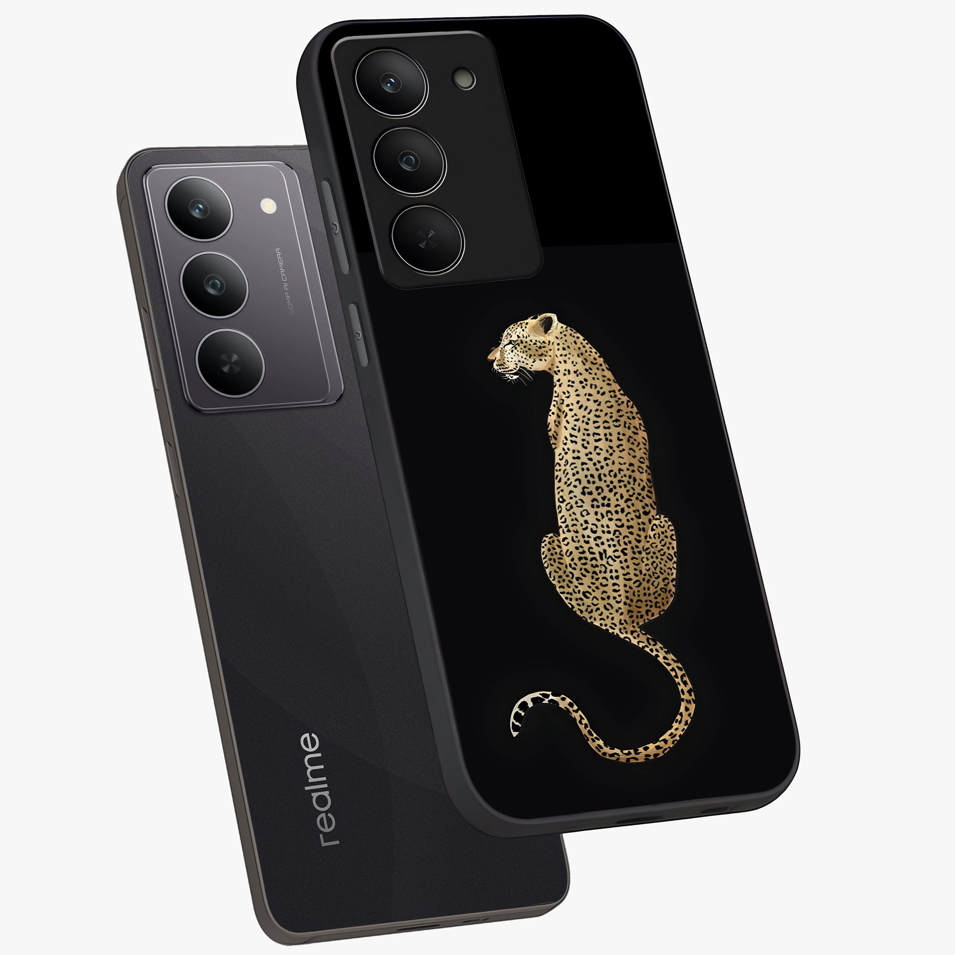 Regal Leopard Glass Case displayed in angled mockup highlighting powerful animal illustration with stylish wild aesthetic.