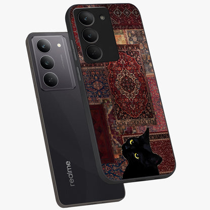 Regal Magic Cat Apple Glass Case displayed in angled mockup highlighting whimsical feline design with fantasy aesthetic.