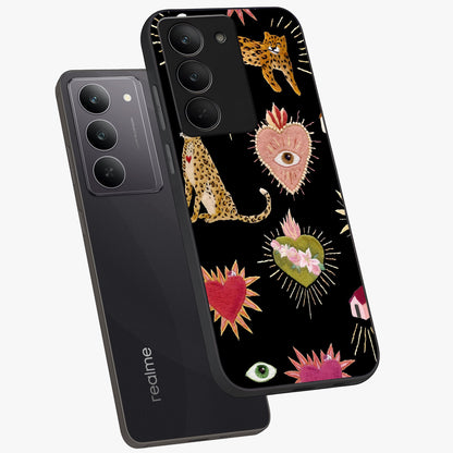 Sacred Jungle Heart Glass Case displayed in angled mockup highlighting lush tropical design with natural aesthetic style.