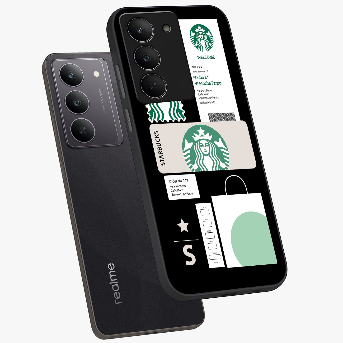 Starbucks Mocha Glass Case displayed in angled mockup highlighting stylish mocha themed design with cozy café aesthetic.