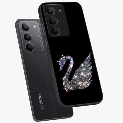 Starlit Swan Grace Glass Case displayed in angled mockup highlighting elegant swan illustration with dreamy celestial aesthetic.
