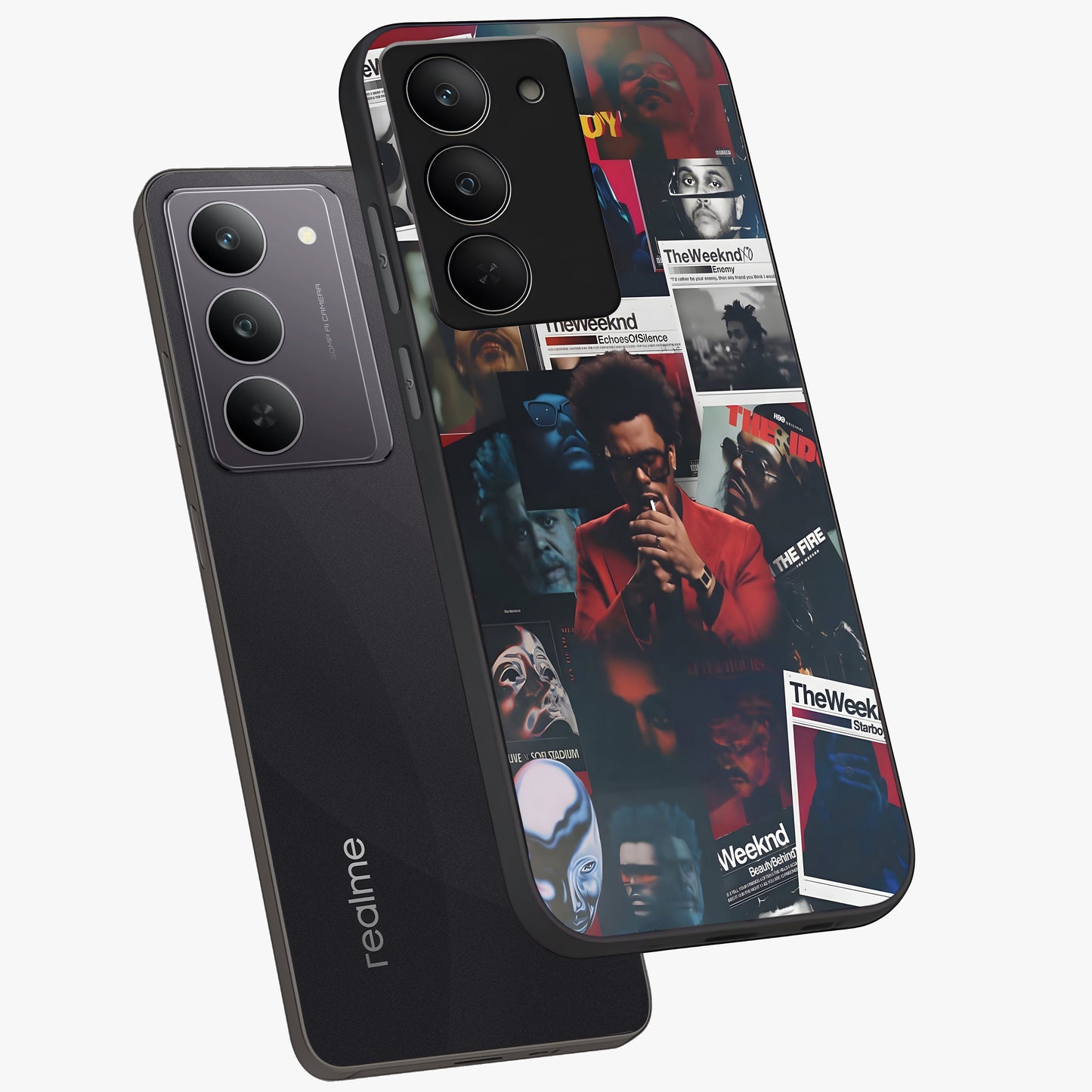 The Weeknd Glass Case displayed in angled mockup highlighting stylish pop culture inspired design with modern aesthetic.