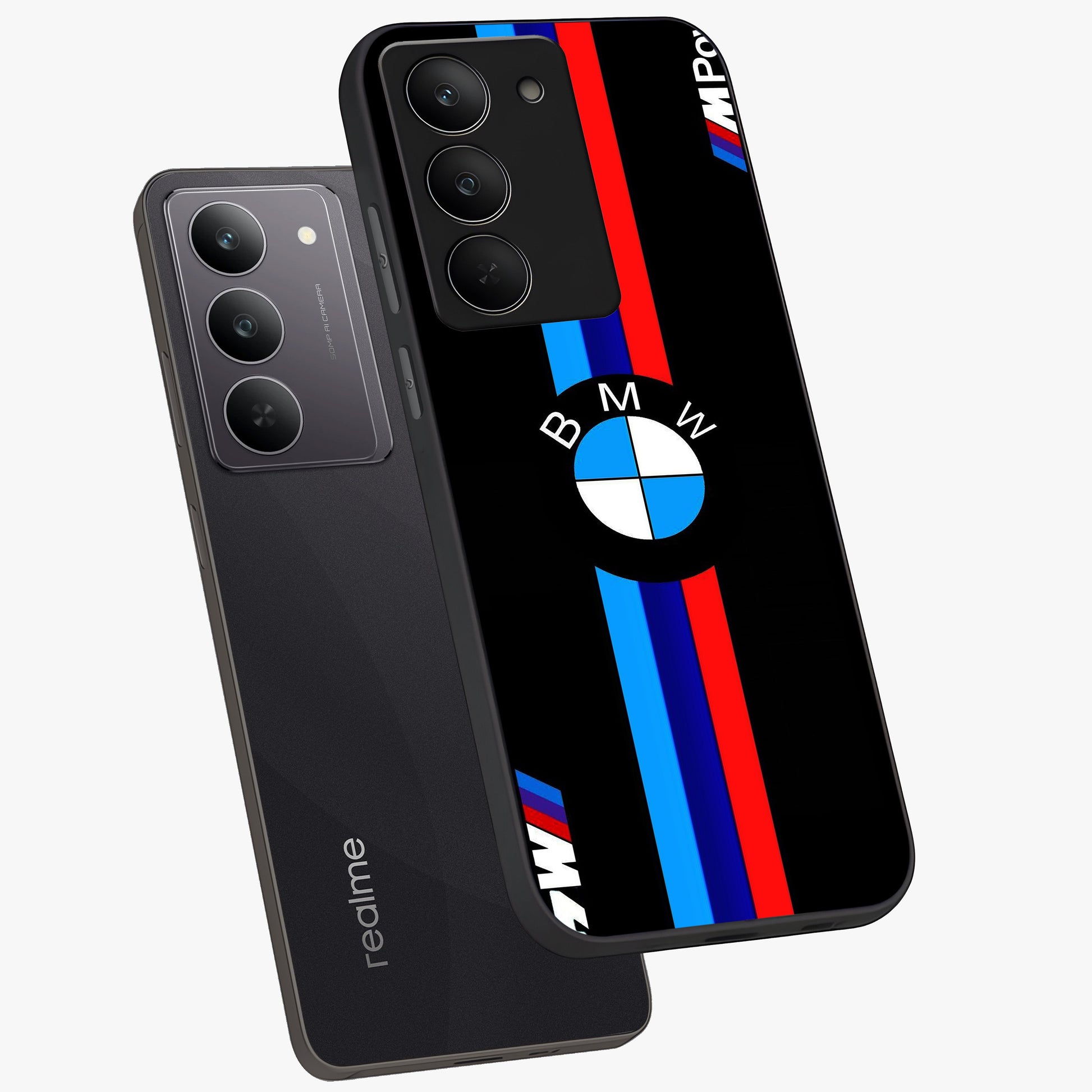 Turbo BMW Beast Glass Case displayed in angled mockup highlighting sleek racing car design with bold automotive aesthetic.