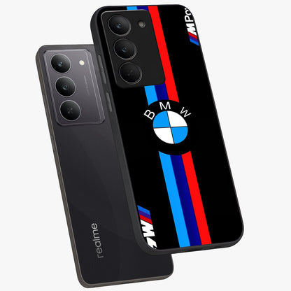 Turbo BMW Beast Glass Case displayed in angled mockup highlighting sleek racing car design with bold automotive aesthetic.