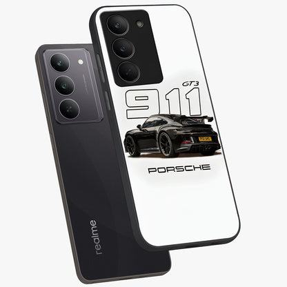 Turbo Legacy Icon Glass Case displayed in angled mockup highlighting dynamic automotive design with performance aesthetic.