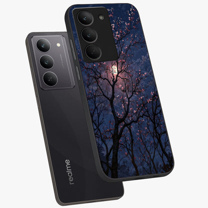 Twilight Sakura Serenade Glass Case displayed in angled mockup highlighting delicate sakura flower design with dreamy aesthetic.