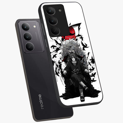 Uchiha Shadow Throne Glass Case displayed in angled mockup highlighting glowing aquatic design with celestial aesthetic.