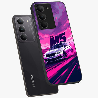 Velocity Drift Pulse Glass Case displayed in angled mockup highlighting dynamic drift design with sporty automotive aesthetic.