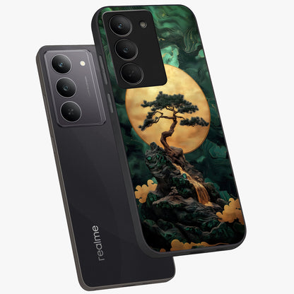 Zen Moon Rise Glass Case displayed in angled mockup highlighting peaceful lunar design with zen aesthetic style.