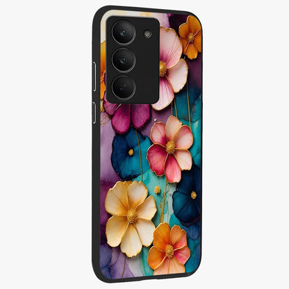 Artlyn Grace Flower Pattern Glass Case upright view showcasing graceful floral artwork with aesthetic botanical style.