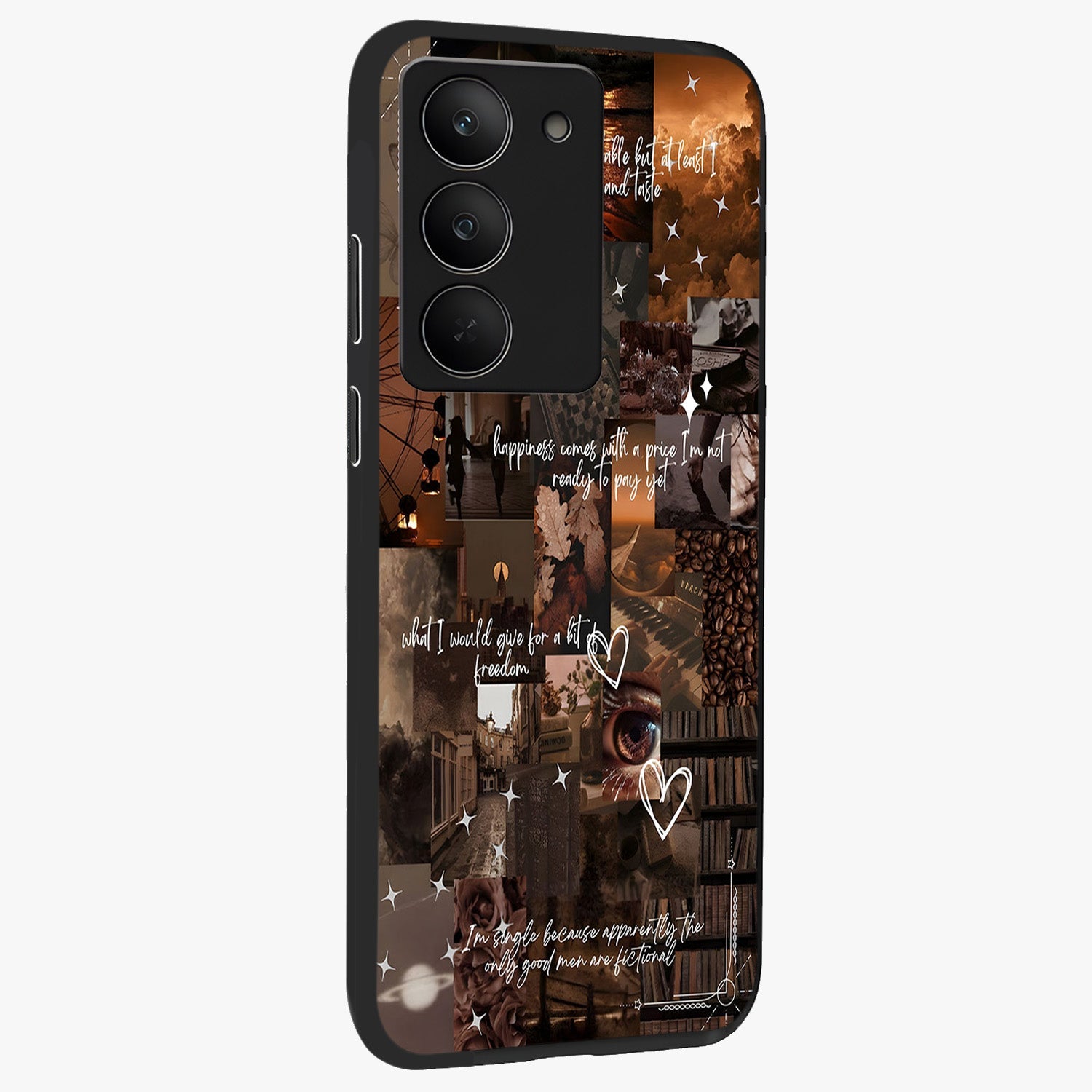 Bittersweet Aesthetic Chaos Glass Case upright view showcasing bold artistic chaos design with modern aesthetic style.
