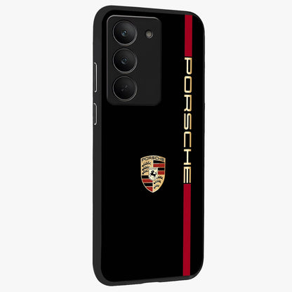 Black Minimal Porsche Glass Case upright view showcasing stylish automotive artwork with bold minimal theme.