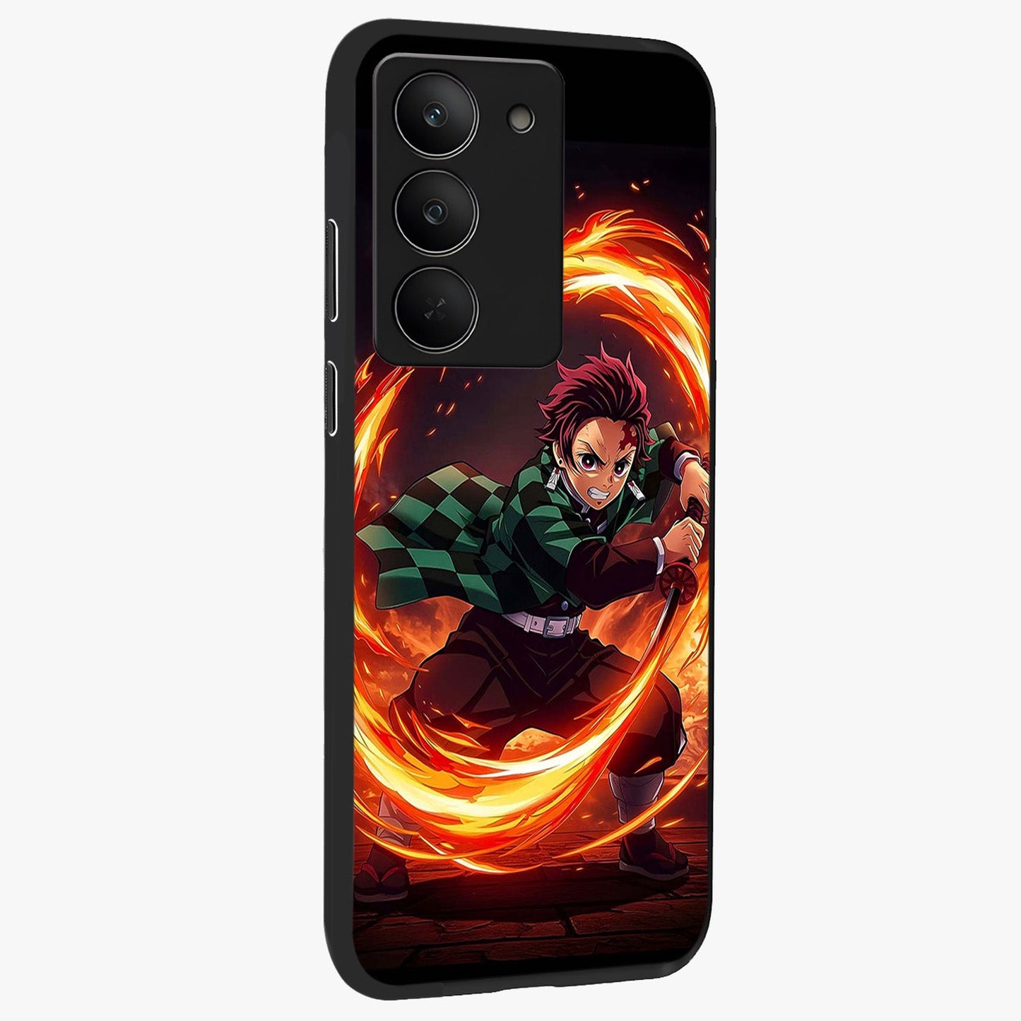 Blazing Sword Resolve Glass Case upright view showcasing dramatic warrior inspired artwork with intense visual style.