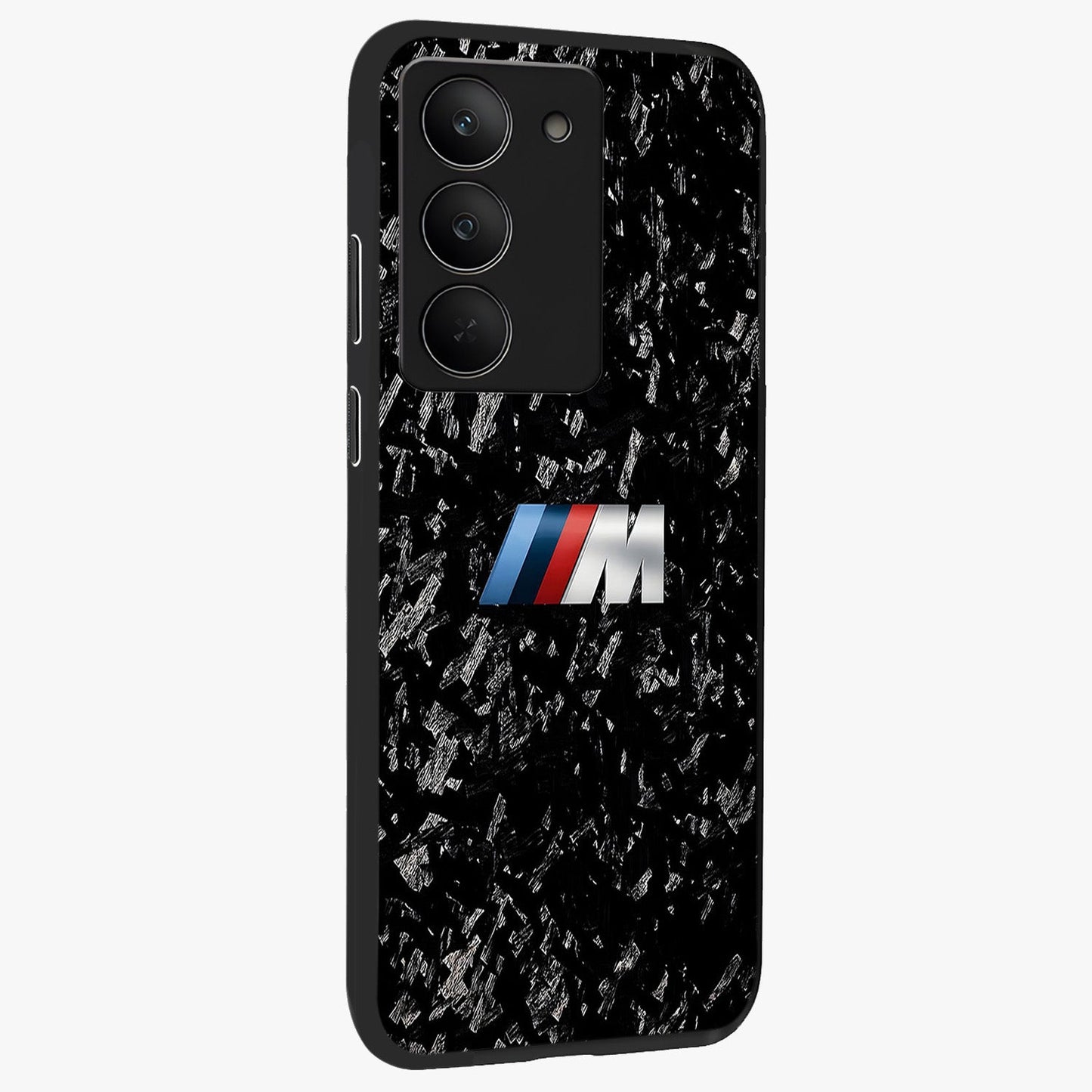 Carbon Speed Mark Glass Case upright view showcasing modern carbon speed graphic with bold automotive theme.
