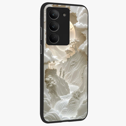 Celestial Origami Glass Case upright view showcasing creative origami artwork with modern celestial style.