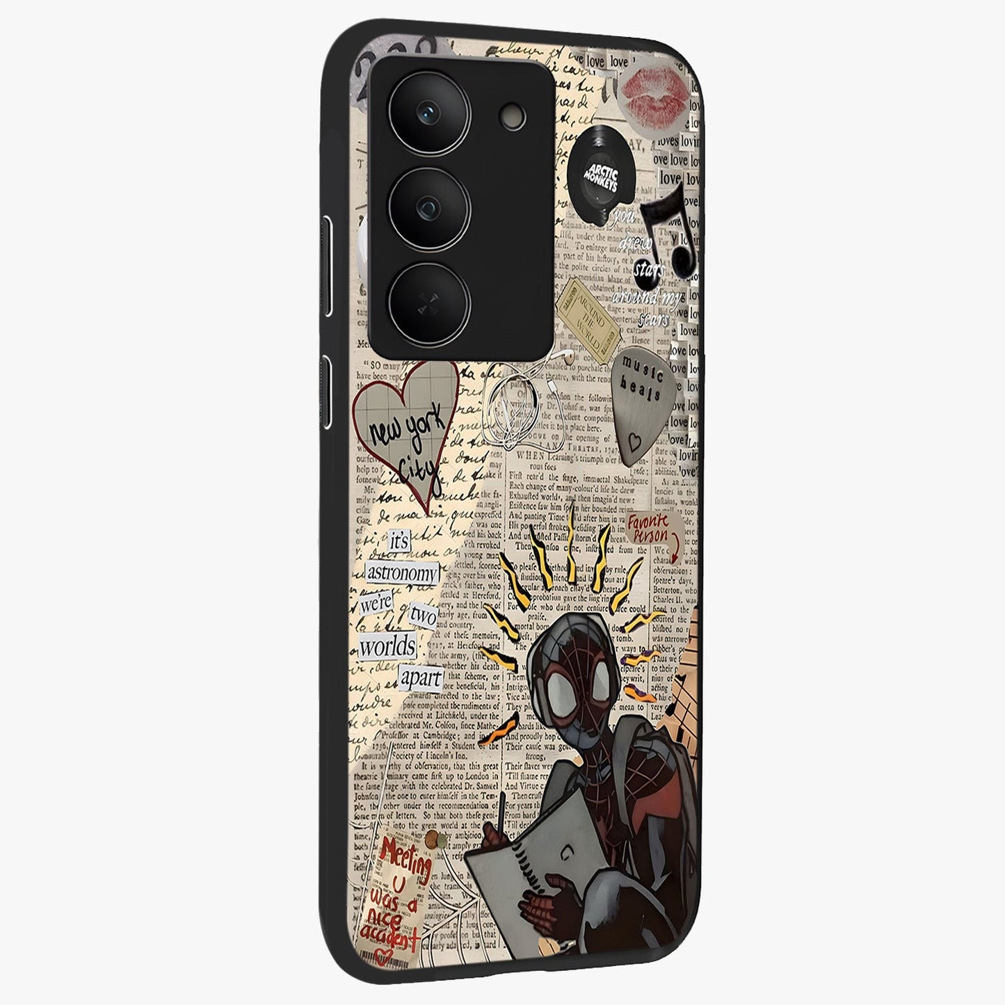 City Dream Sketch Glass Case upright view showcasing urban skyline artwork with stylish hand drawn design.