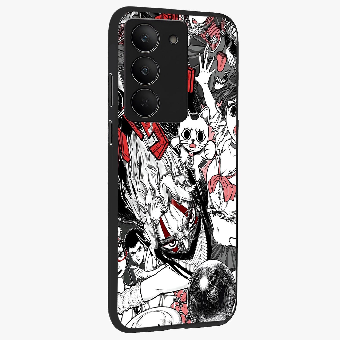 Crimson Chaos Panel Glass Case upright view showcasing intense crimson artwork with dramatic aesthetic style.