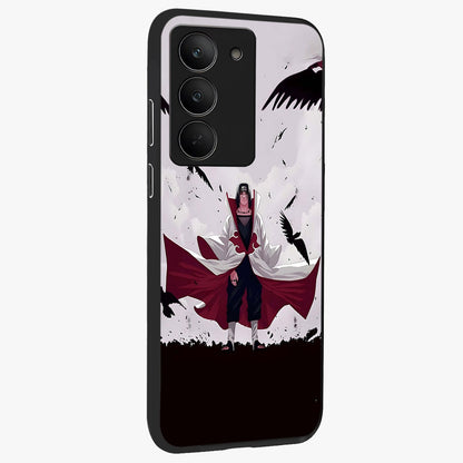 Crimson Crow Ascension Glass Case upright view showcasing dramatic crow artwork with bold gothic theme.