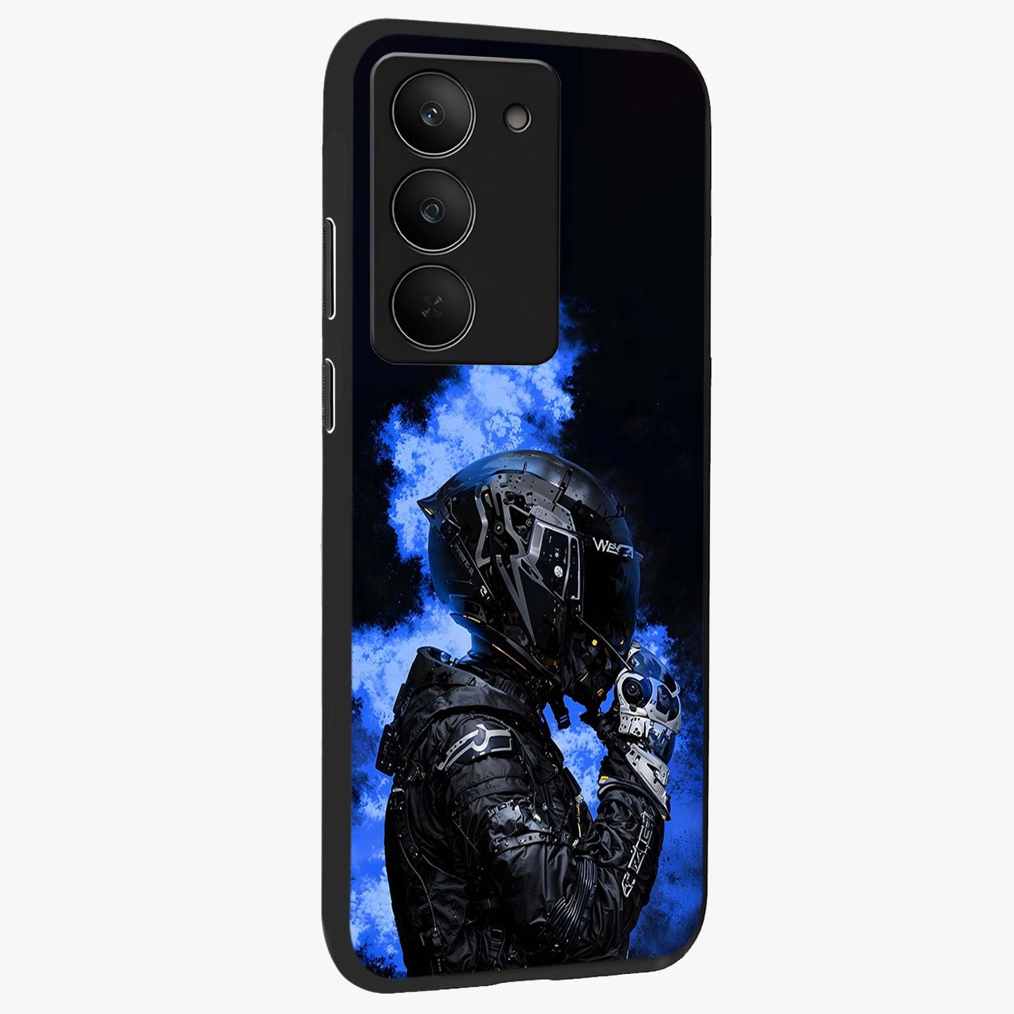 Cyber Sentinel Protocol Glass Case upright view showcasing advanced cyber sentinel artwork with futuristic tech theme.
