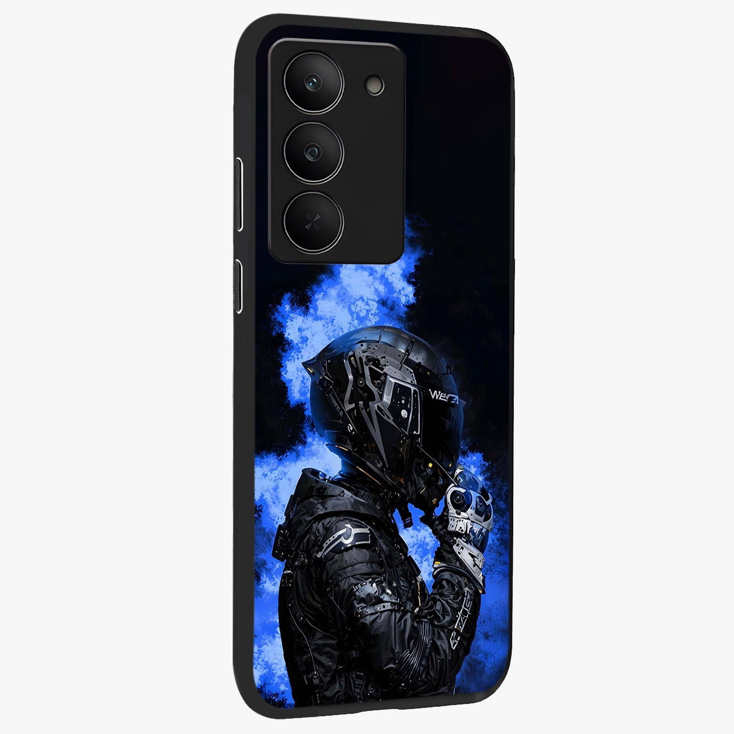 Cyber Sentinel Protocol Glass Case upright view showcasing advanced cyber sentinel artwork with futuristic tech theme.