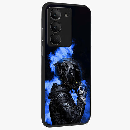 Cyber Sentinel Protocol Glass Case upright view showcasing advanced cyber sentinel artwork with futuristic tech theme.