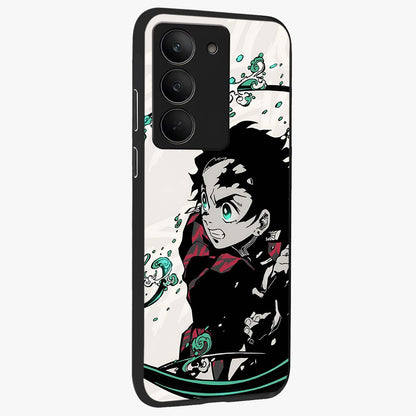 Demon Slayer Glass Case upright view showcasing powerful anime artwork with intense warrior theme.