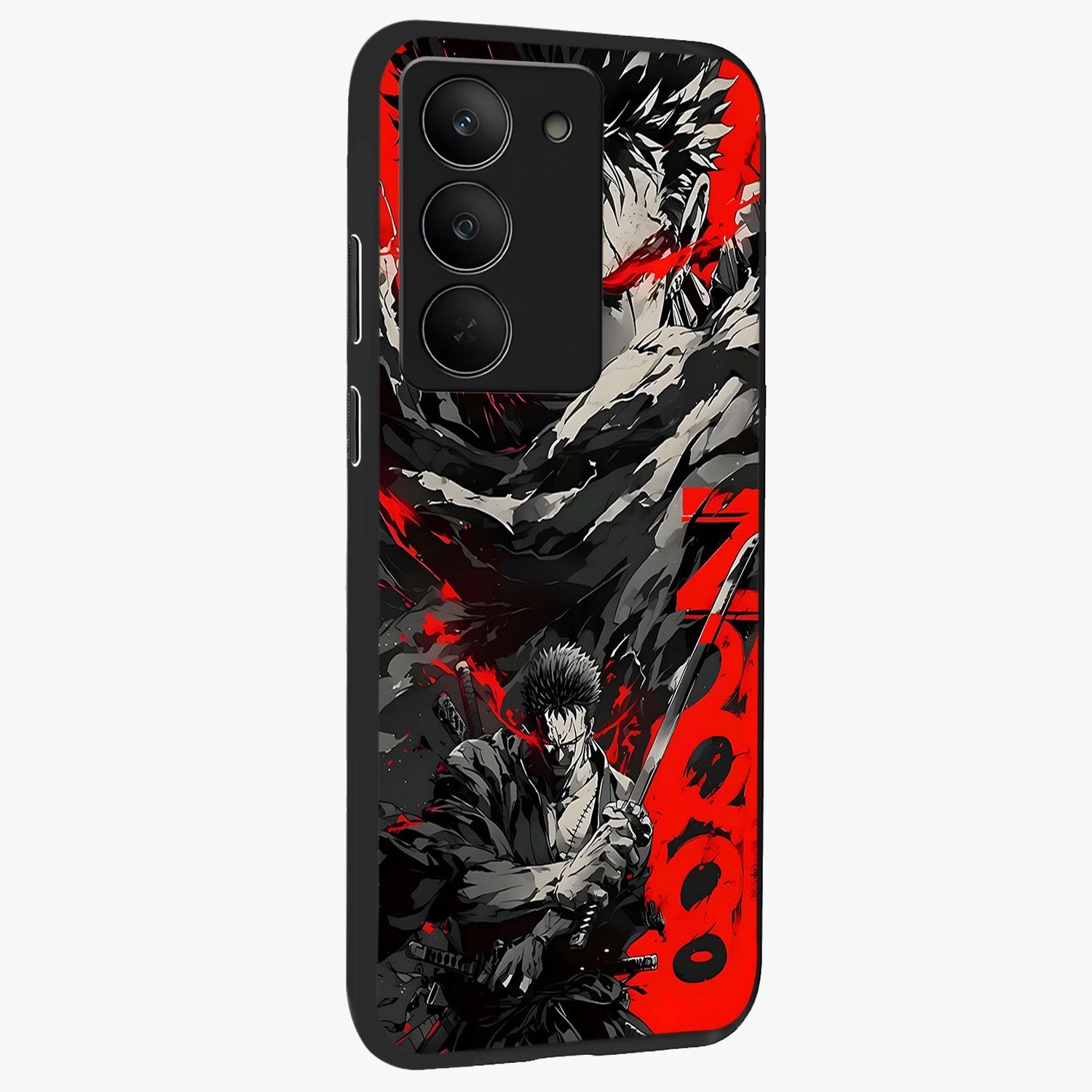Demon Sword Resolve Glass Case upright view showcasing dramatic warrior artwork with intense battle theme.