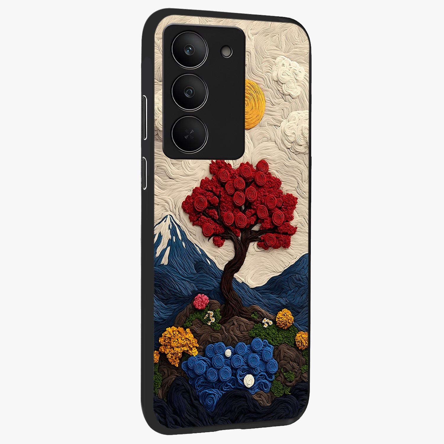 Eternal Nature Tapestry Glass Case upright view showcasing elegant nature tapestry design with decorative style.
