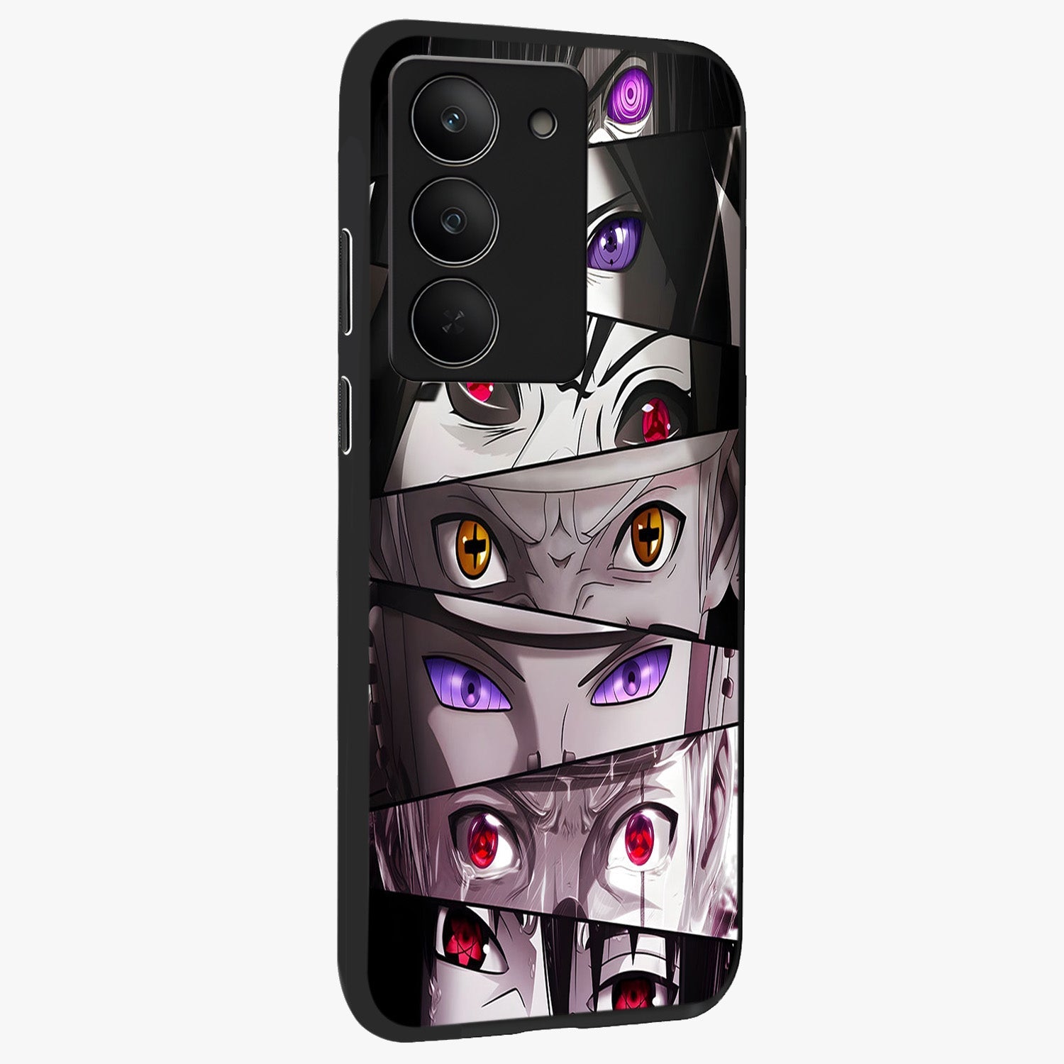 Eyes of Destiny Glass Case upright view showcasing symbolic eye artwork with dramatic artistic theme.