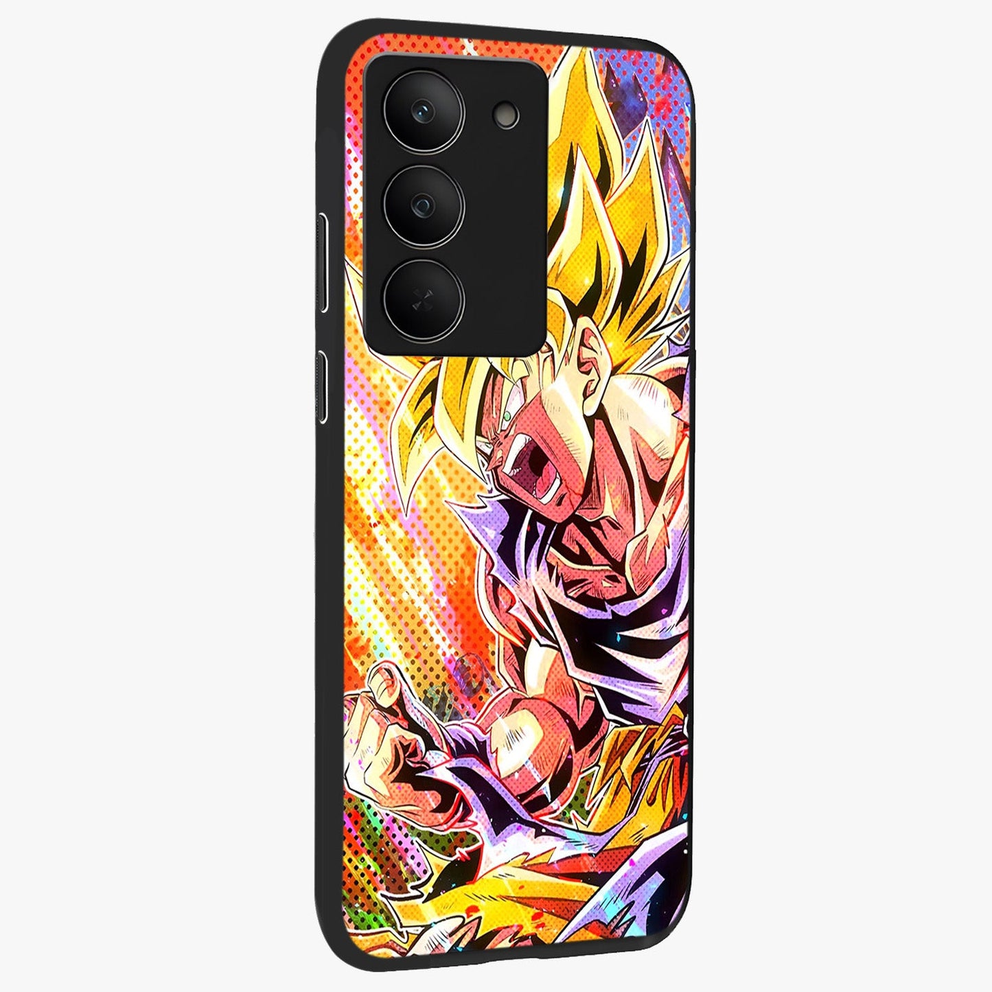 Firing Goku Glass Case upright view showcasing energetic anime artwork with bold warrior theme.