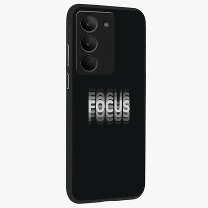 Focus Mode On Glass Case upright view showcasing strong typography statement with sleek motivational theme.