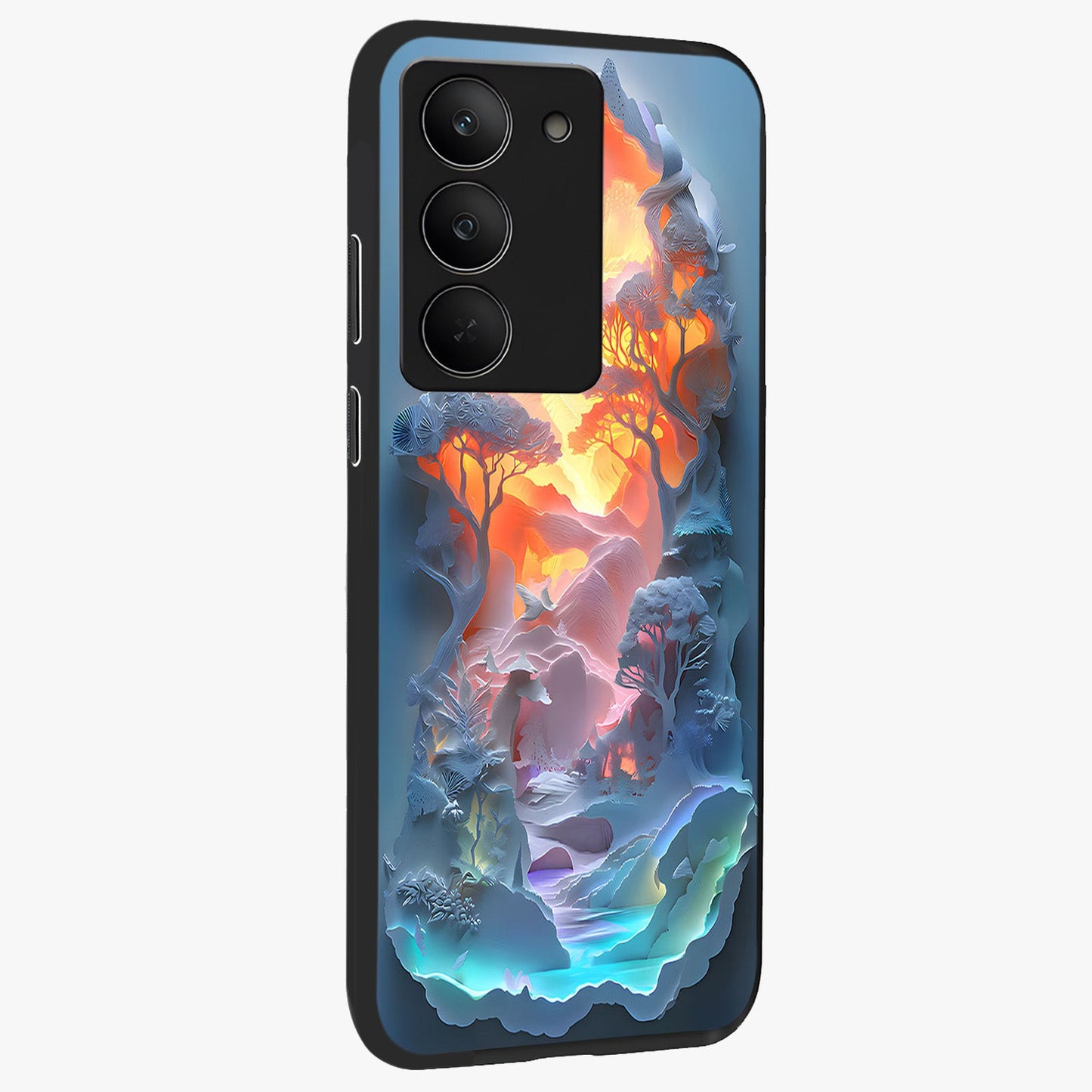 Glow Forest Portal Glass Case upright view showcasing enchanted forest portal artwork with fantasy nature theme.