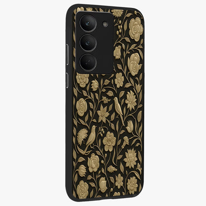 Golden Evil Eye Mandala Glass Case upright view showcasing decorative evil eye mandala artwork with spiritual aesthetic style.