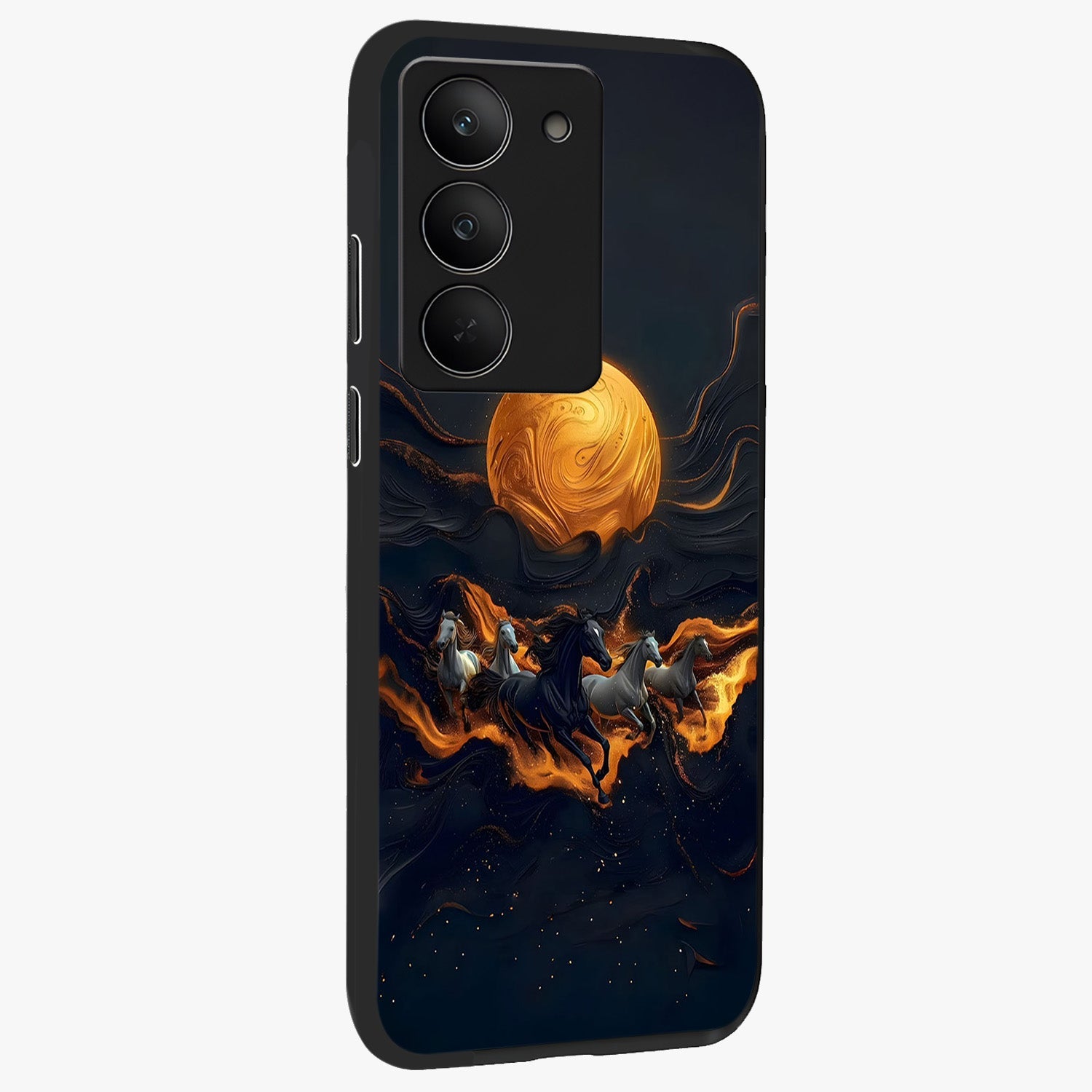 Golden Royal Heritage Glass Case upright view showcasing elegant royal artwork with classic heritage theme.