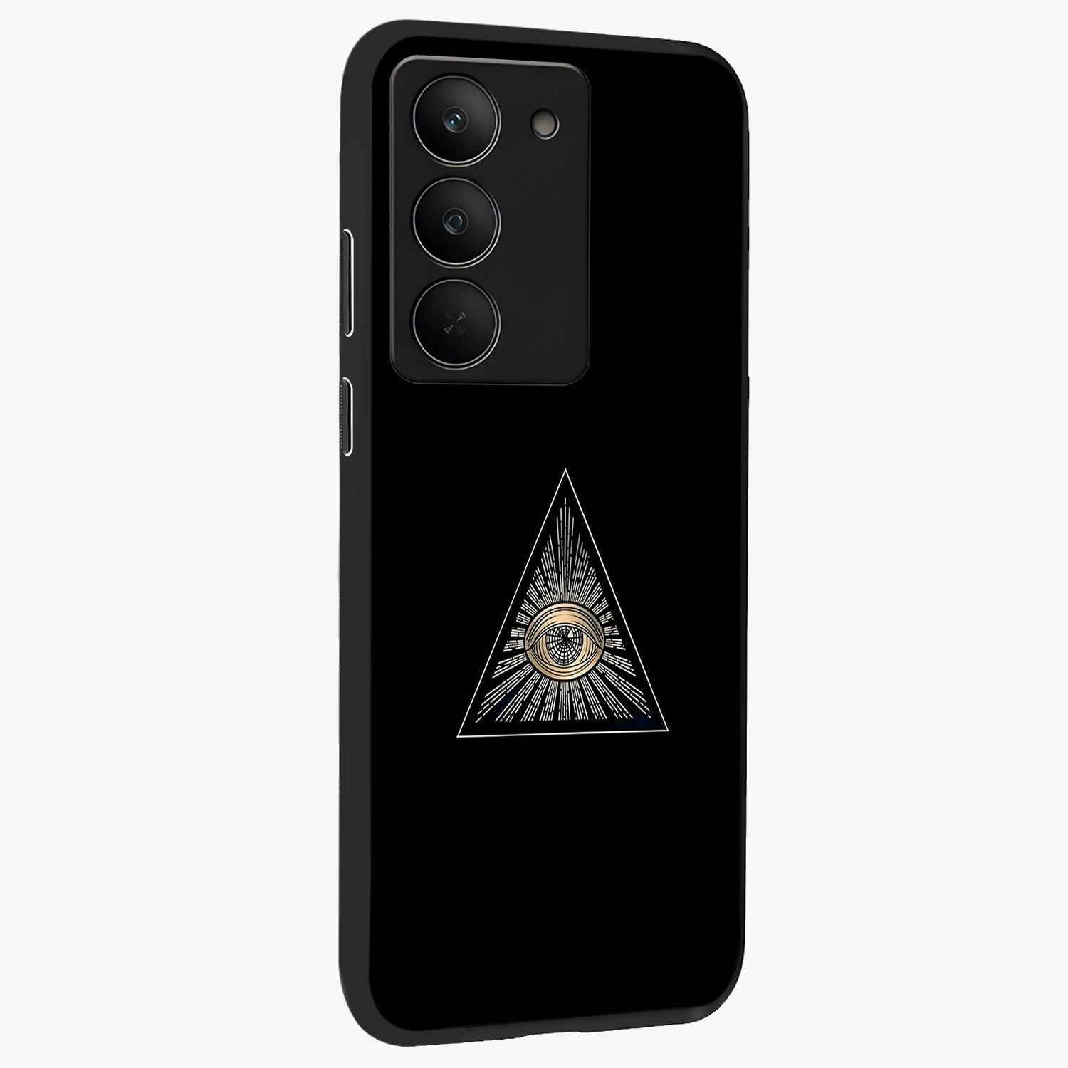 Illuminati Evil Glass Case upright view showcasing striking illuminati artwork with mysterious symbolic theme.
