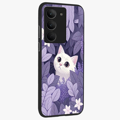 Lilac Hide Peek Cat Glass Case upright view showcasing charming cat artwork with adorable peek theme.