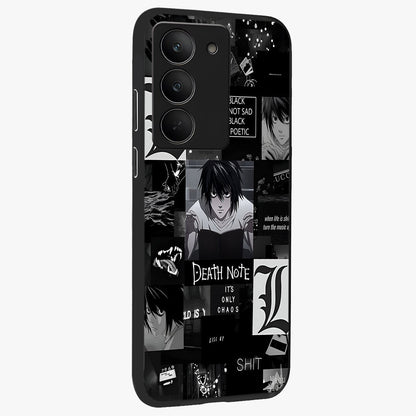 Midnight Chaos Mind Glass Case upright view showcasing expressive abstract artwork with bold dark theme.