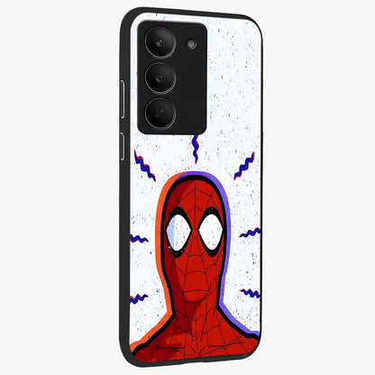Omg Spiderman Glass Case upright view showcasing energetic superhero artwork with vibrant comic theme.