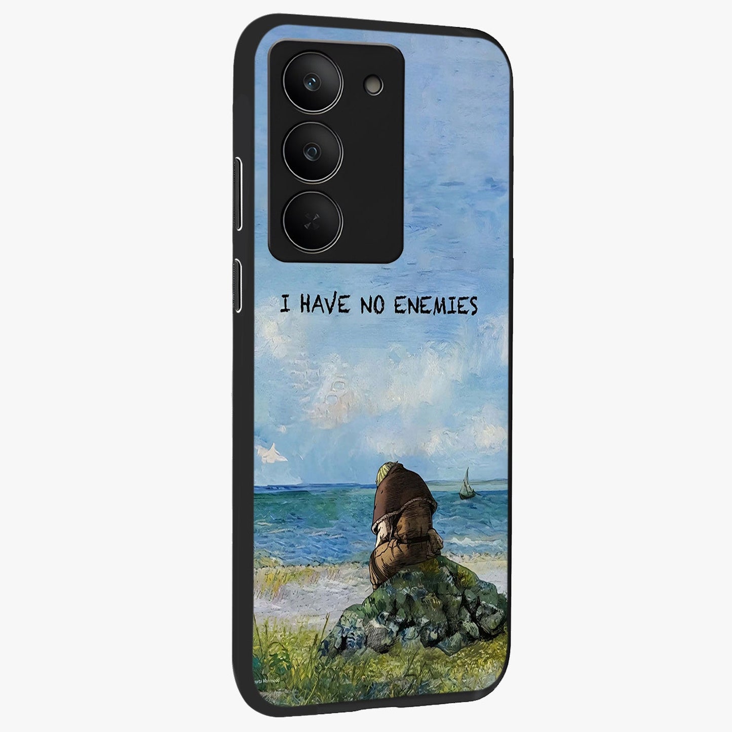 Peace Beyond War Glass Case upright view showcasing powerful peace symbol artwork with inspirational theme.